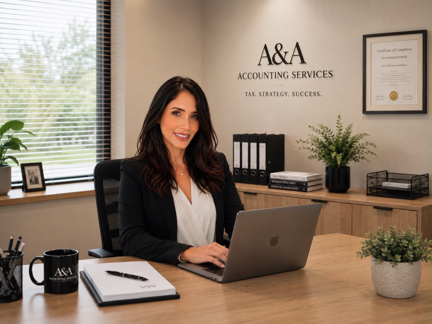 The founder of A&A Accounting at her desk in the A&A office